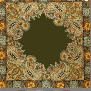 LODEN GREEN/GOLD MIXED COLOR WILD RAG- SILKY ~ NEW IN PKG 36 INCH